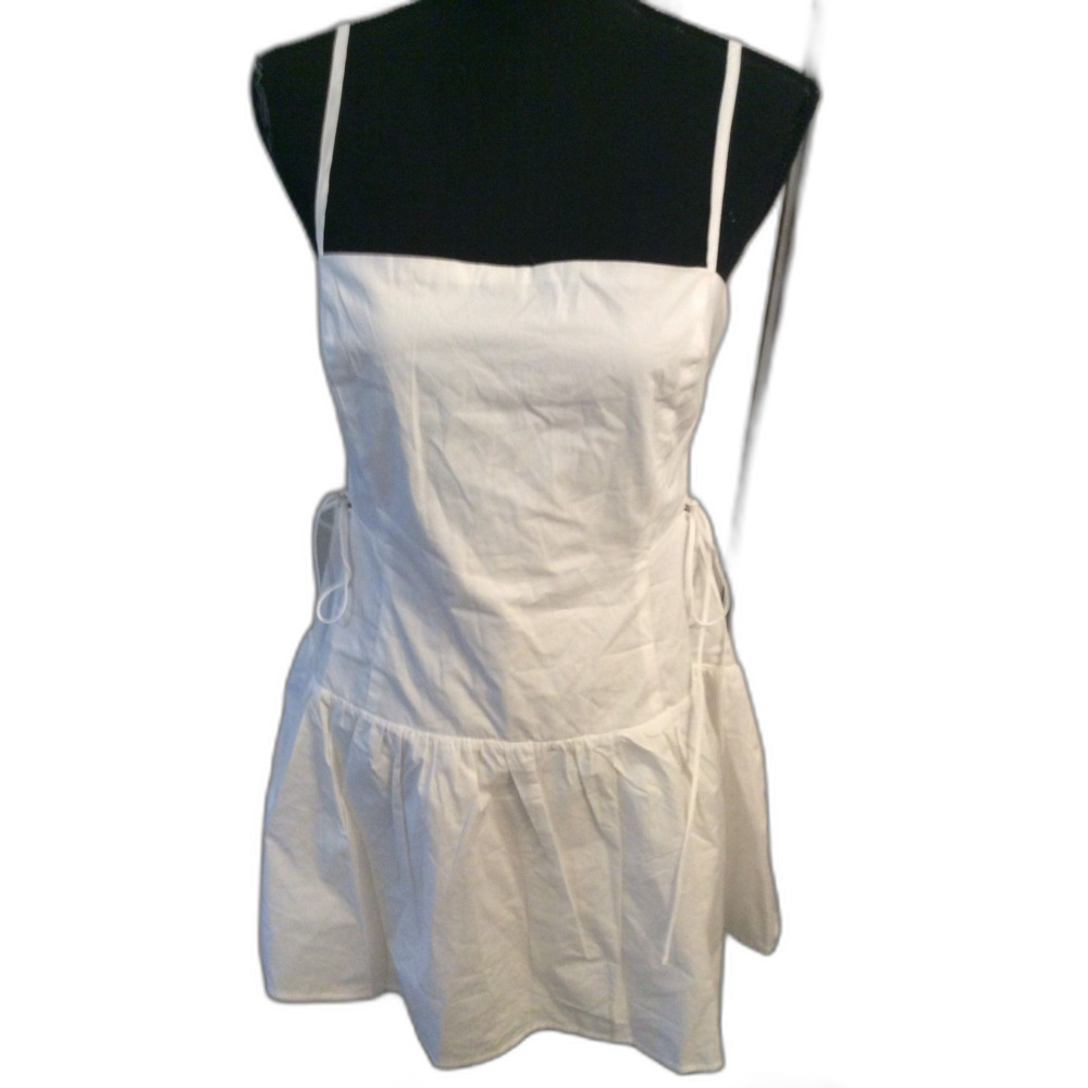 New NWOT White Mini Dress Large L West of Melrose Tie Sides Tillys